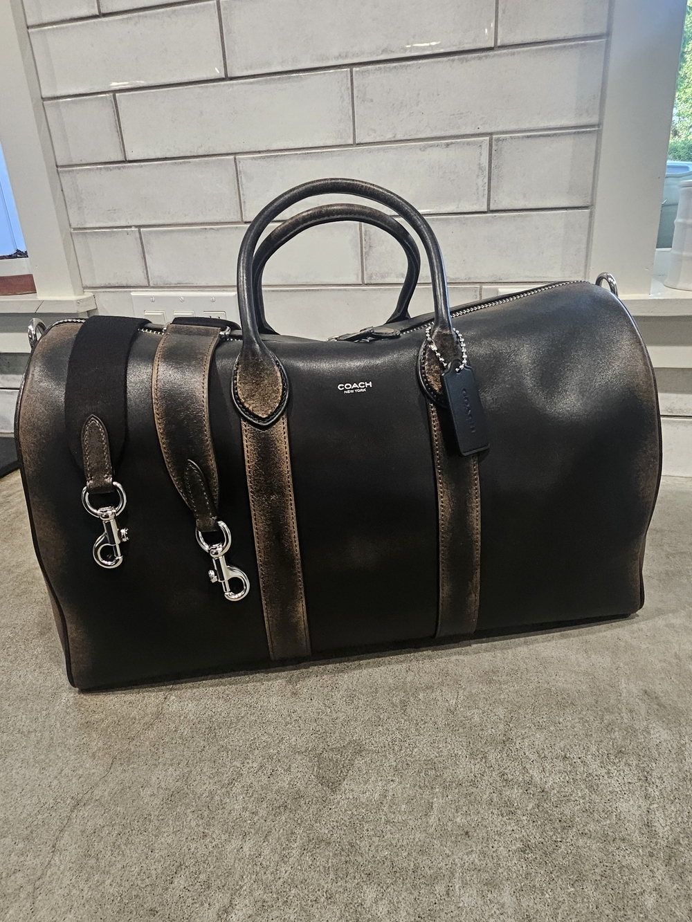 Coach Black & Bronze Leather Satchel Duffel